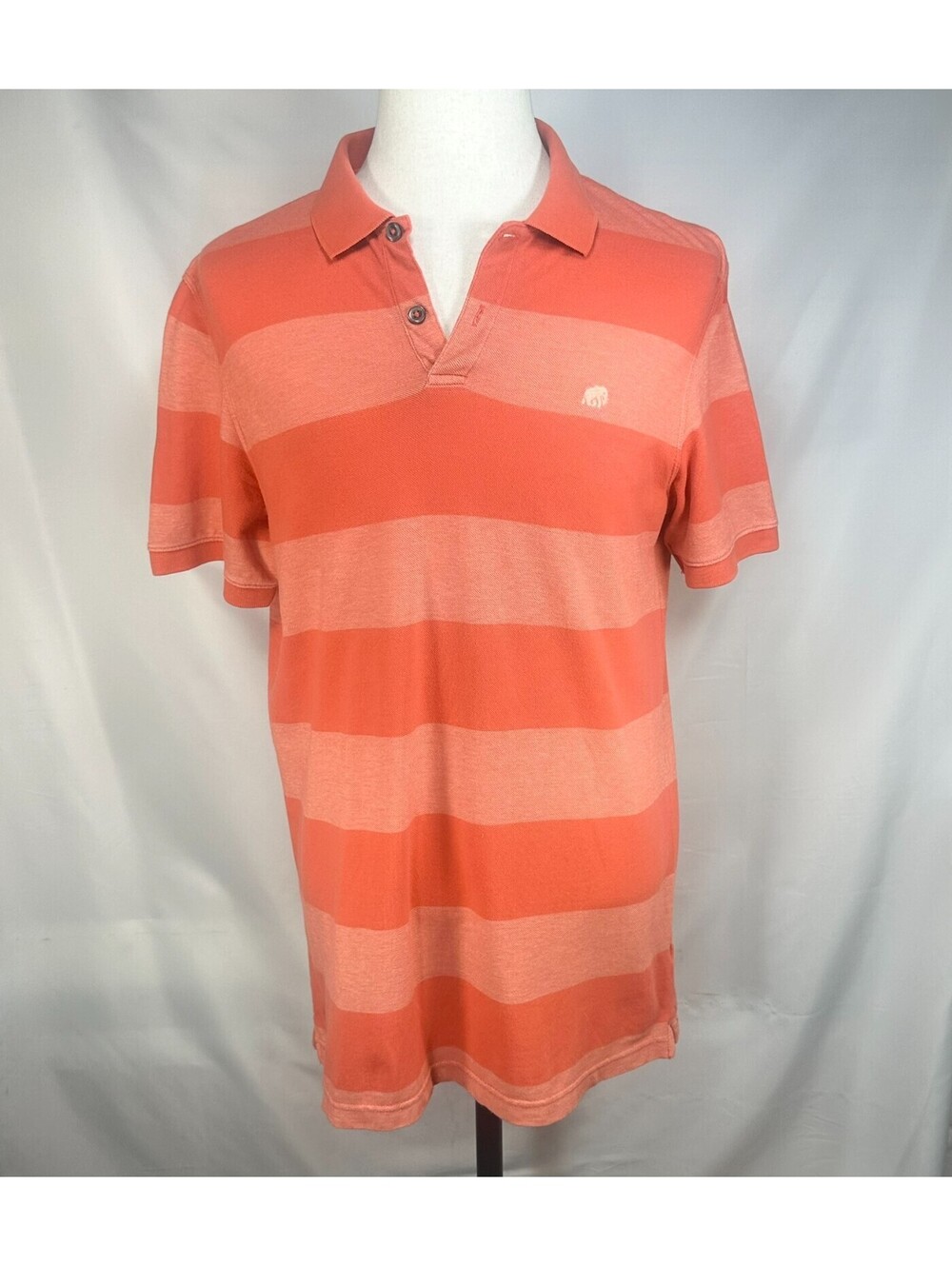 Banana Republic 1/4 Button Striped Polo Shirt Orange Mens L
